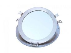 Brushed Nickel Deluxe Class Decorative Ship Porthole Mirror 17