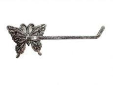 Rustic Silver Cast Iron Butterfly Toilet Paper Holder 11
