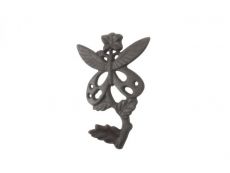 Cast Iron Butterfly on a Branch Decorative Metal Wall Hook 6.5