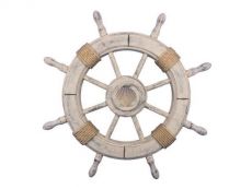 Rustic Decorative Ship Wheel With Seashell 24