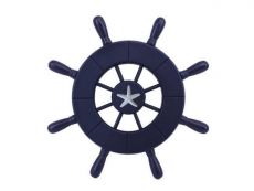 Dark Blue Decorative Ship Wheel With Starfish 9