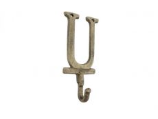 Rustic Gold Cast Iron Letter U Alphabet Wall Hook 6