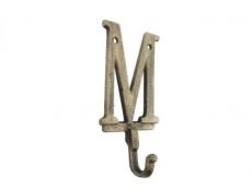 Rustic Gold Cast Iron Letter M Alphabet Wall Hook 6
