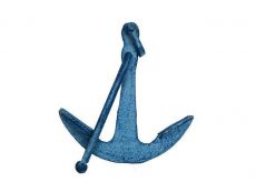 Rustic Light Blue Whitewashed Cast Iron Anchor Paperweight 5