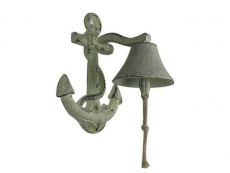 Rustic Whitewashed Cast Iron Wall Mounted Anchor Bell 8