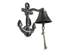 Rustic Silver Cast Iron Wall Mounted Anchor Bell 8