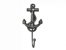 Rustic Silver Cast Iron Anchor Hook 7