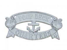 Whitewashed Cast Iron Poop Deck Quarters Sign 8