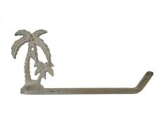 Aged White Cast Iron Palm Tree Toilet Paper Holder 10