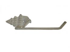 Aged White Cast Iron Conch Toilet Paper Holder 11\
