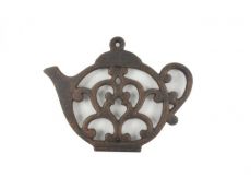 Rustic Copper Cast Iron Round Teapot Trivet 8