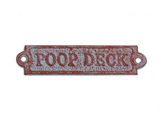 Rustic Red Whitewashed Cast Iron Poop Deck Sign 6