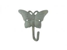 Door Decorative Hook Handcrafted Nautical Decor Rustic Silver Cast Iron Butterfly with Flowers Hook 5