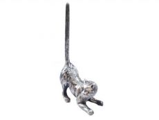 Rustic Silver Cast Iron Cat Extra Toilet Paper Stand 10