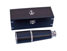 Deluxe Class Admirals Chrome - Leather Spyglass Telescope 27 with Black Rosewood Box