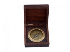 Antique Brass Captains Desk Compass with Rosewood Box 4