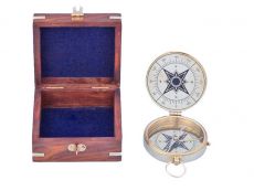 Solid Brass Emerson Poem Compass 4 w- Rosewood Box