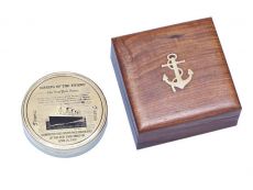 Solid Brass RMS Titanic Compass 4 w- Rosewood Box
