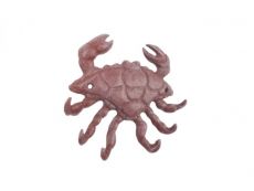 Red Whitewashed Cast Iron Decorative Crab with Six Metal Wall Hooks 7
