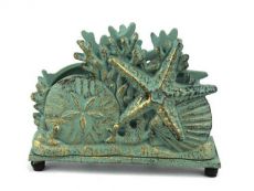 Antique Bronze Cast Iron Seashell Napkin Holder 7