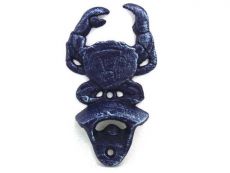 Rustic Dark Blue Cast Iron Wall Mounted Crab Bottle Opener 6