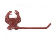 Red Whitewashed Cast Iron Crab Toilet Paper Holder 10