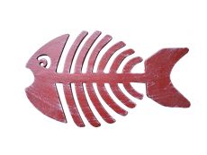 Rustic Red Whitewashed Cast Iron Fish Bone Trivet 11