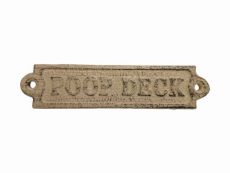 Aged White Cast Iron Poop Deck Sign 6\