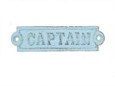 Rustic Light Blue Cast Iron Captain Sign 6