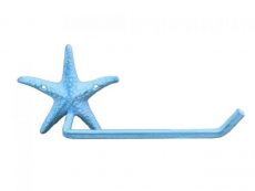 Light Blue Whitewashed Cast Iron Starfish Toilet Paper Holder 10