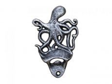 Antique Silver Cast Iron Wall Mounted Octopus Bottle Opener 6