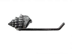 Rustic Silver Cast Iron Conch Shell Toilet Paper Holder 11