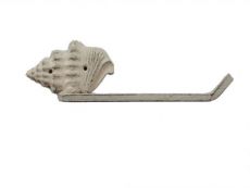 Whitewashed Cast Iron Conch Shell Toilet Paper Holder 11