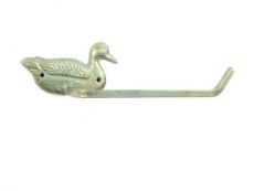 Antique Seaworn Bronze Cast Iron Mallard Duck Toilet Paper Holder 10\