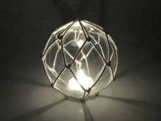 Tabletop LED Lighted Clear Japanese Glass Ball Fishing Float with White Netting Decoration 4