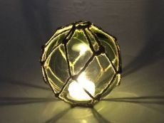 Tabletop LED Lighted Green Japanese Glass Ball Fishing Float with Brown Netting Decoration 4