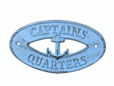Rustic Light Blue Cast Iron Captains Quarters with Anchor Sign 8