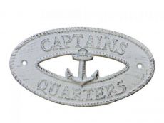 Whitewashed Cast Iron Captains Quarters with Anchor Sign 8
