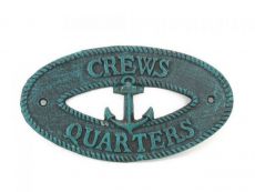 Seaworn Blue Cast Iron Crews Quarters with Anchor Sign 8