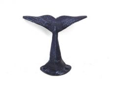 Rustic Dark Blue Cast Iron Decorative Whale Tail Hook 5