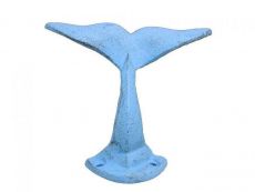 Rustic Light Blue Cast Iron Decorative Whale Tail Hook 5