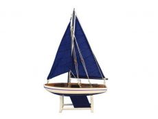Wooden Decorative Blue Sailboat Model with Blue Sails 12