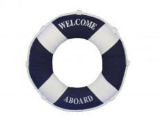 Blue Welcome Aboard Decorative Life Ring Pillow 14