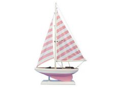 Wooden Pretty in Pink Model Sailboat 17