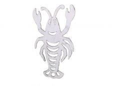 Rustic Whitewashed Cast Iron Lobster Trivet 11