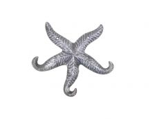 Rustic Silver Cast Iron Wall Mounted Decorative Metal Starfish Triple Hook 8