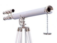 Hampton Collection Chrome with White Leather Griffith Astro Telescope 64