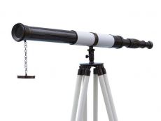 Admirals Floor Standing Oil Rubbed Bronze with White Leather Telescope 60\