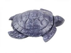 Rustic Dark Blue Cast Iron Decorative Turtle Paperweight 4