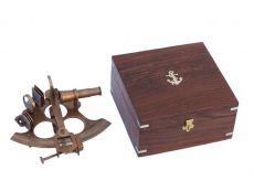 Captains Antique Brass Sextant 8 with Rosewood Box